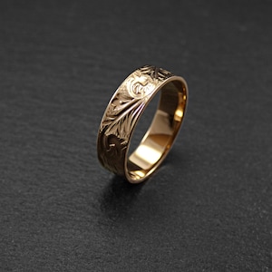 Anel banhado a ouro 18k feito à mão, floral, art nouveau, vintage, estilo colher