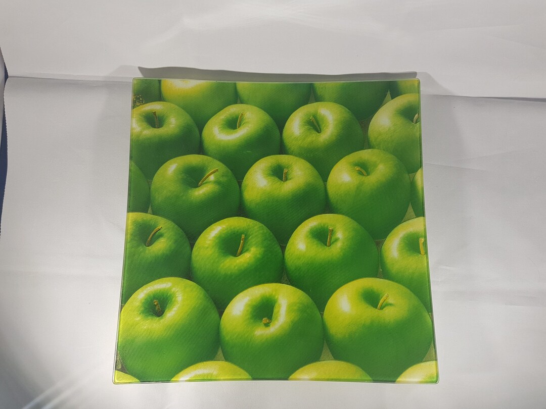 Retro Green Glass Serving Platter Large 12 Etsy