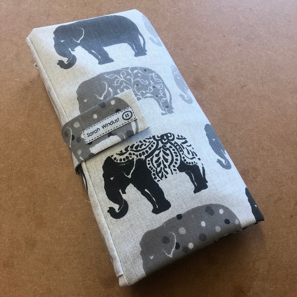 Elephants changing mat with pockets, nappy wallet, diaper bag.