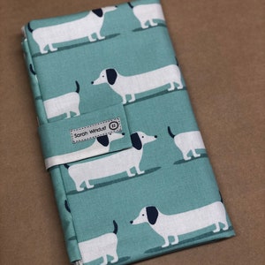 Dachshund Sausage dog Changing Mat with pockets, Nappy wallet, diaper bag Duck Egg