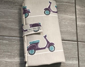 Moped scooter , changing mat with pockets, nappy wallet, diaper bag, nappy clutch, Washable