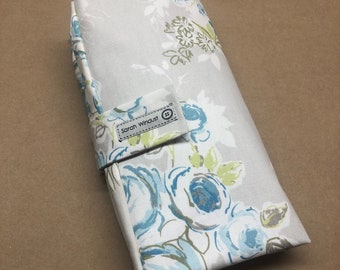 Baby Changing Mat, Nappy Wallet, Diaper Clutch. Blue Flower, Travel changing bag