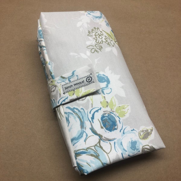 Baby Changing Mat, Nappy Wallet, Diaper Clutch. Blue Flower, Travel changing bag