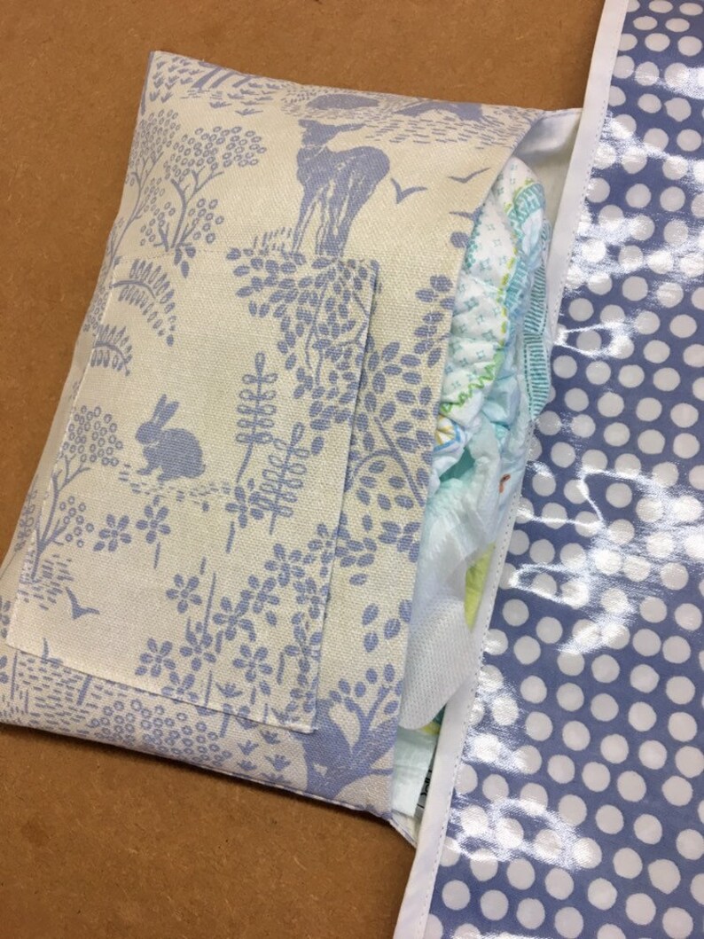 nappy holder Blue forest changing mat with pockets diaper bag