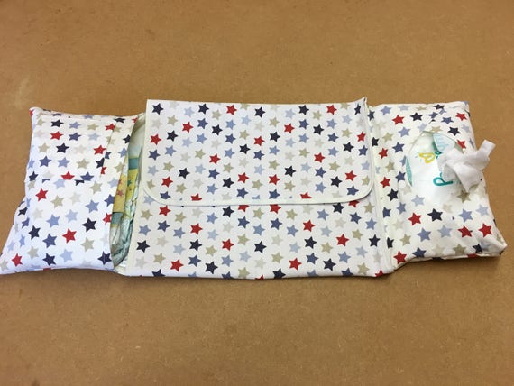 Stars Baby Changing Mat With Pockets Nappy Wallet Travel Etsy
