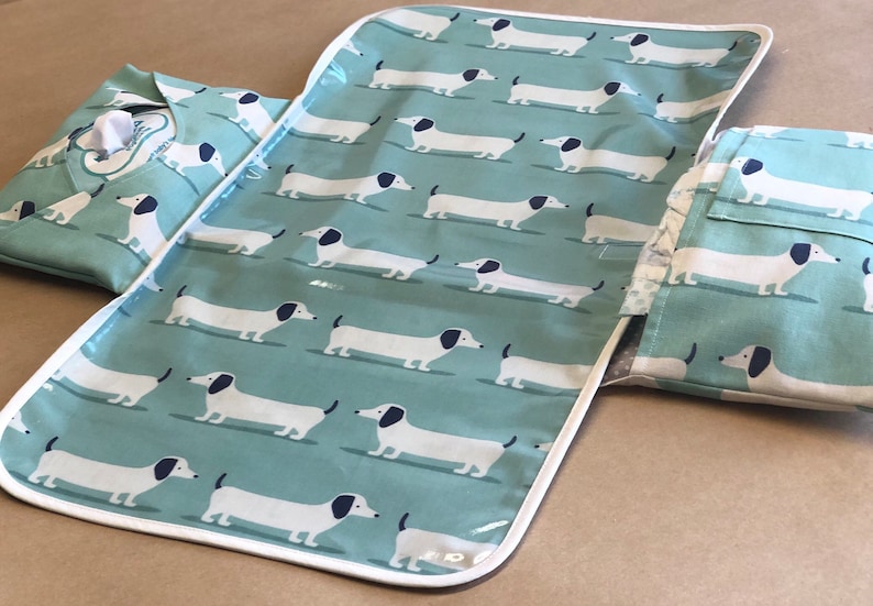 Dachshund Sausage dog Changing Mat with pockets, Nappy wallet, diaper bag image 9