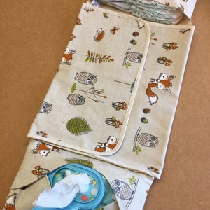 Waldtier Wickelauflage mit Taschen, Windeltasche, Wickeltasche, Wickeltasche