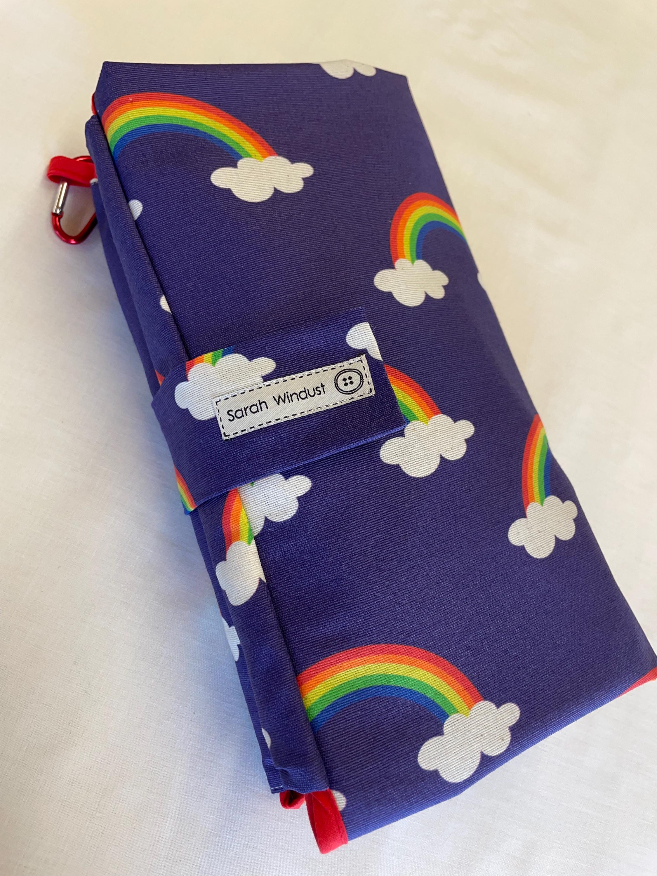Rainbow, changing mat with pockets, nappy wallet, diaper bag, nappy clutch, Washable