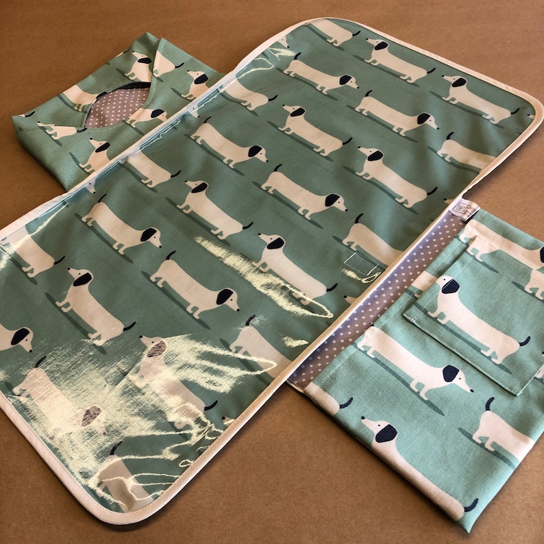 Dachshund Sausage dog Changing Mat with pockets, Nappy wallet, diaper bag image 10