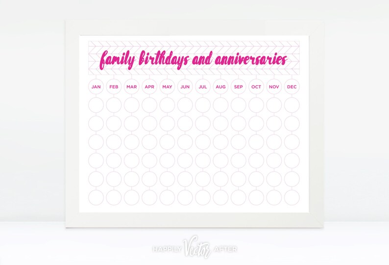 Family Birthday & Anniversary Calendar Printable Family Etsy