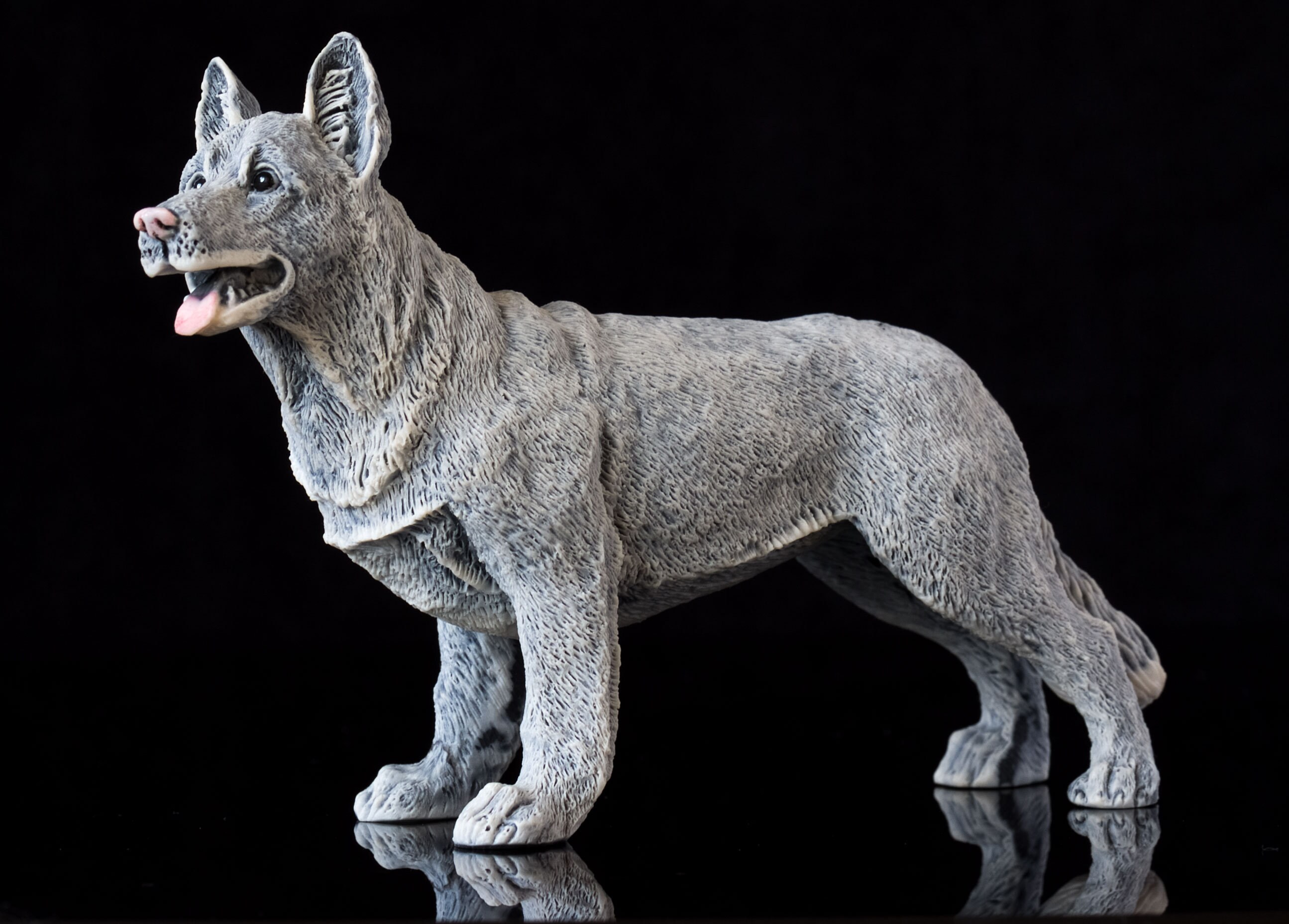 Marble German Shepherd Dog Figurine with Painted Eyers Animal | Etsy