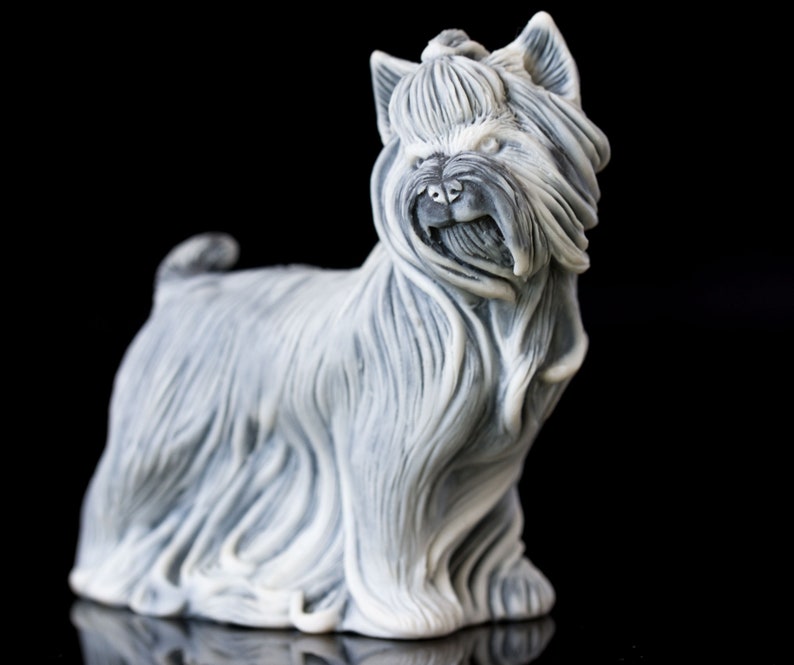 Yorkshire Terrier Dog Garden Marble Statue Yorkie Figure Etsy