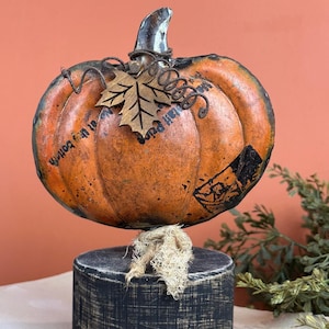 Primitive Thanksgiving Pumpkins and Fall Decor, Recycled Metal Art Pumpkins Rustic Thanksgiving Fall Vintage Finish Recycled Metal Decor,