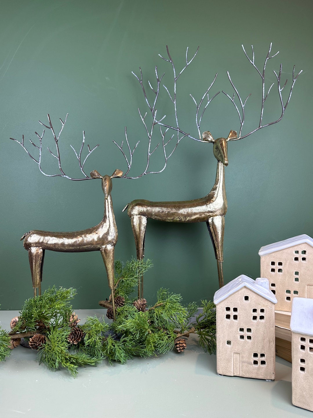 Deer Reindeer Christmas Holiday Figurine Home Decorxmas Metal