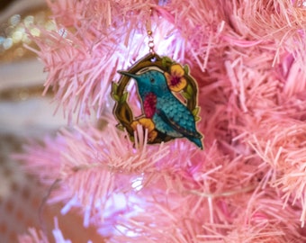 Wood Hummingbird Ornament