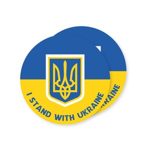 I Stand with Ukraine Flag Design,Self-adhesive Vinyl Sticker, #unitedforukraine, United against war