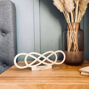 Double Infinity Sign, Personalised Wooden Plaque, Wedding gift, Anniversary gift, Home Decor Wood Plaque