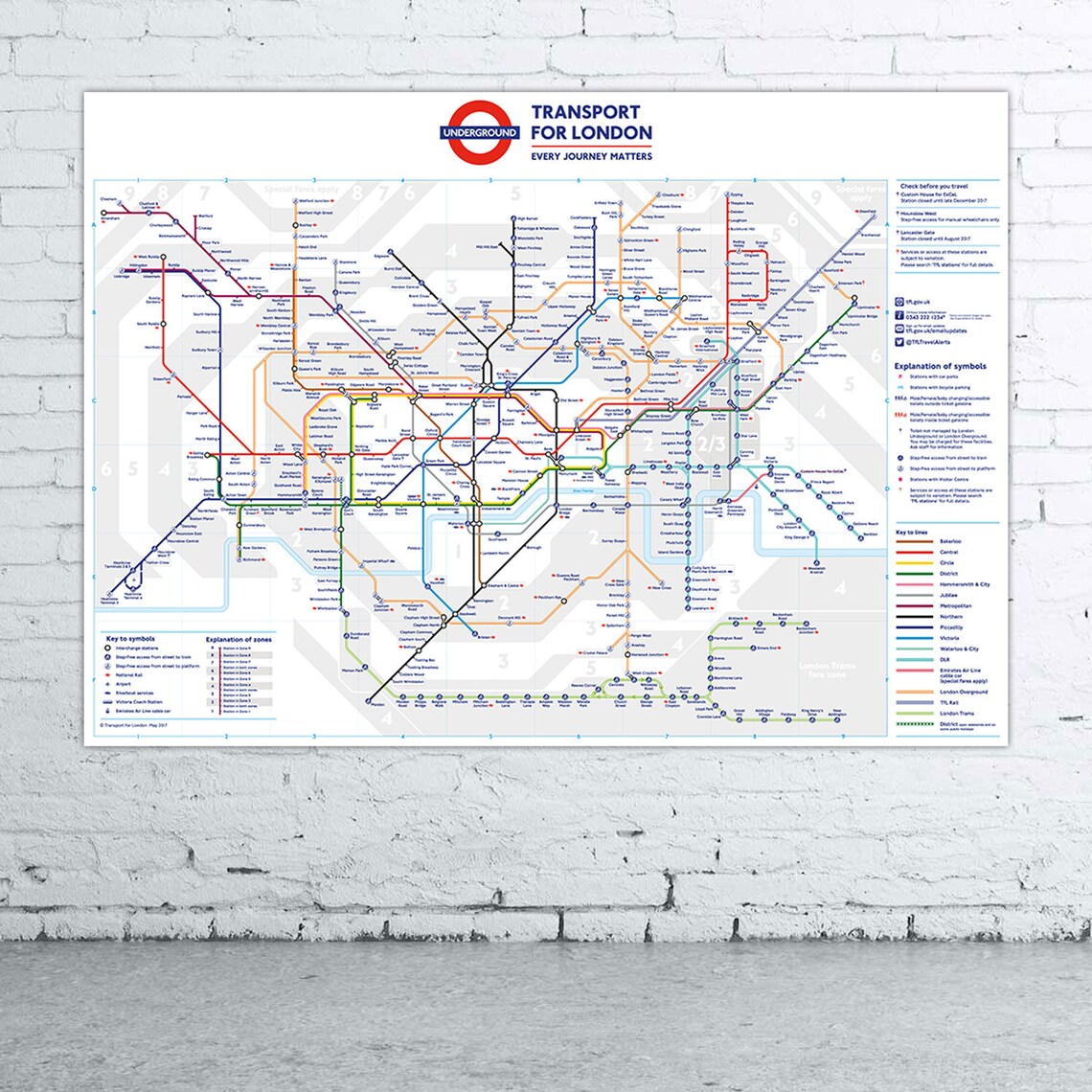 A3 420X297mm sized London Underground Tube Map Poster Print Etsy