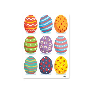 Juego de 9 pegatinas de vinilo con temática de búsqueda de huevos de Pascua, decoración de pared para portátil, dormitorio infantil, sala de juegos, guardería, decoración de Pascua
