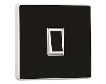 Gloss Black Vinyl Light Switch Cover Skin - Set of 2