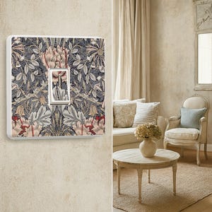 William Morris Honeysuckle Light Switch Stickers - Peel and Stick Vinyl Covers for UK Single, Double and 3-Way Switches - Art Home Decor