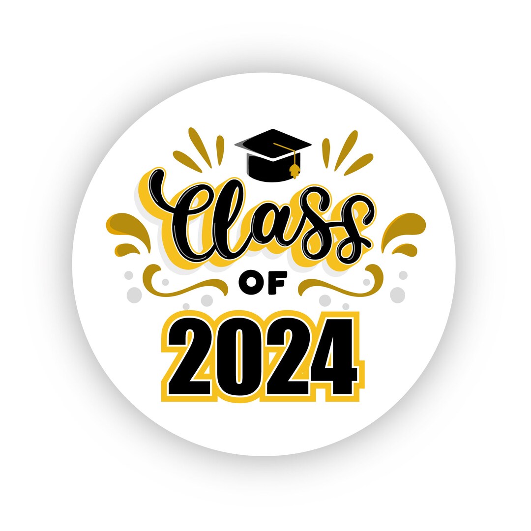 Pack of 24, 72 , 240 Paper Labels, Graduation Stickers, Class of 2024