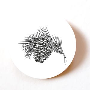 Confezione da 24, 72, 240 adesivi Sketched Pine Branches, etichette di carta, adesivi per artigianato