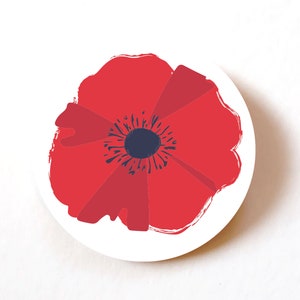 Stickers coquelicots rouges - Étiquettes rondes de 40 mm pour le jour du Souvenir, travaux manuels du jour de la Victoire en Europe, enveloppes et décoration - Lots de 24, 72 ou 240