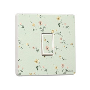 Spring Blooms Duo: Set of 2 Floral Vinyl Stickers for Single or Double Light Switches and Single and Double Sockets Covers
