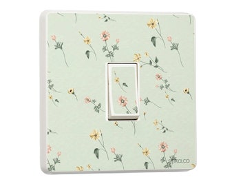 Spring Blooms Duo: Set of 2 Floral Vinyl Stickers for Single or Double Light Switches and Single and Double Sockets Covers