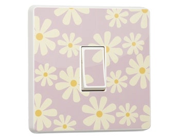 Pack of 2  Floral Purple Print Single or Double Light Switch Sticker Vinyl Cover Skin