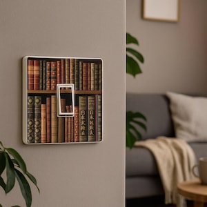 Set of 2 Antique Books Art Design for Single Light Switch Cover Vinyl Sticker