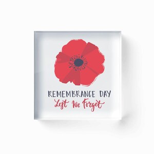 Remembrance Day Acrylic Block | Memorial Ornament for Fallen Soldiers | Armistice Day, Anzac Day Tribute