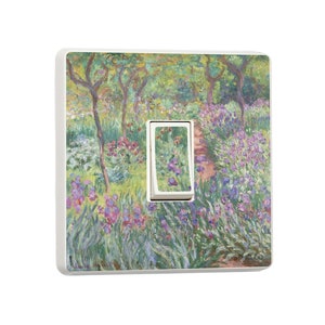 Pack of 2 The Artist’s Garden in Giverny, Monet Art Design for Single Light Switch Cover Vinyl Sticker