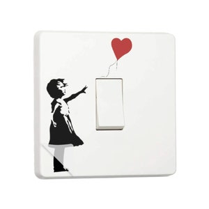 Banksy Graffiti Art Girl with Balloon Single Light Switch Cover Vinyl Sticker (Premium Laminated Vinyl)