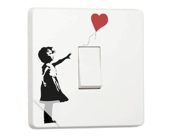 Banksy Graffiti Art Girl with Balloon Single Light Switch Cover Vinyl Sticker (Premium Laminated Vinyl)