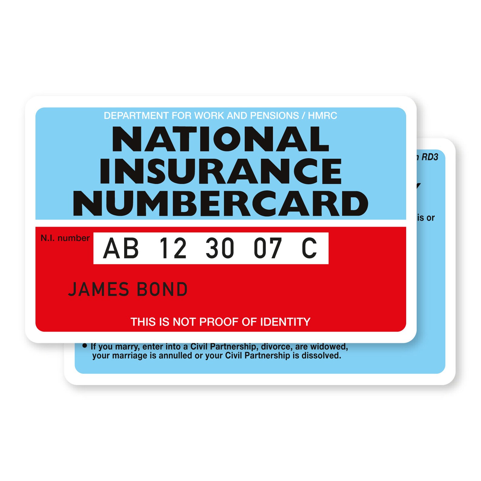 Custom Printed National Insurance Number Card Replacement