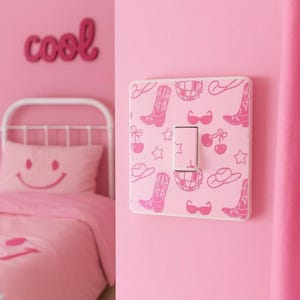 Lot de 2 - Stickers bottes roses pour interrupteur : couverture en vinyle à imprimé western amusant