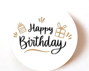 Pack of 24, 72, 240 Happy Birthday gifts paper labels, Adhesive Stickers Colourful Decorative Stickers, Craft Stickers