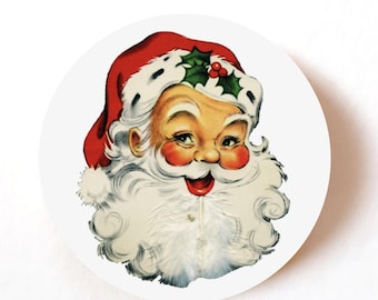 Pack of 24, 72, 240 paper labels, Vintage Father Christmas Adhesive stickers, Retro Santa,  Merry Christmas Stickers, Christmas Stationary