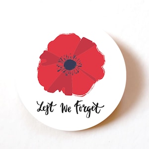 Lest We Forget Poppy Stickers – Etiquetas redondas de 40 mm para artesanato, envelopes e decoração do Dia da Memória, Dia da Vitória na Europa – Conjuntos de 24, 72 ou 240