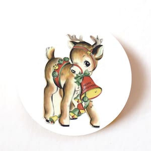 Lot de 24, 72, 240 étiquettes en papier, autocollants adhésifs rennes vintage, autocollants joyeux Noël, vacances, papeterie de Noël