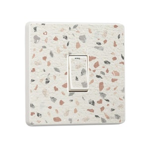 Pack of 2 Terrazzo Pastel Print Single or Double Light Switch Sticker Vinyl Cover Skin