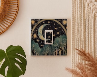 Juego de 2 pegatinas para interruptores de luz con diseño de cielo nocturno de William Morris - Decoración Art Nouveau