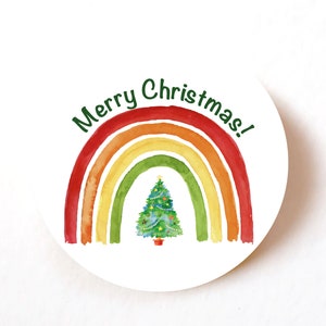 Paquete de 24, 72, 240 etiquetas de papel, pegatinas autoadhesivas de arcoíris de Feliz Navidad, pegatinas navideñas, vacaciones, papelería navideña