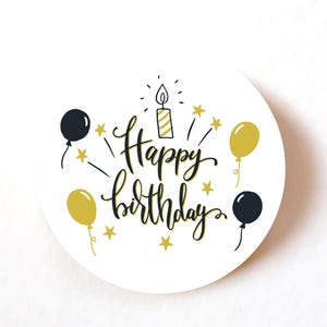 Lot de 24, 72 ou 240 étiquettes en papier Joyeux anniversaire, autocollants adhésifs, autocollants décoratifs colorés, autocollants créatifs