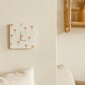 Set di 2 adesivi in vinile con motivo floreale arancione, design per singolo interruttore della luce