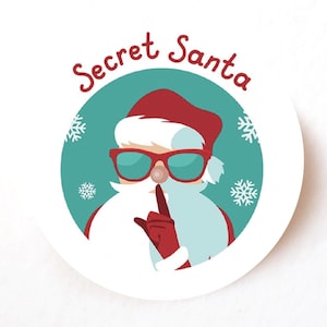 Lot de 24, 72, 240 étiquettes en papier, CHAT.. Stickers Père Noël secret, Noël, vacances, papeterie