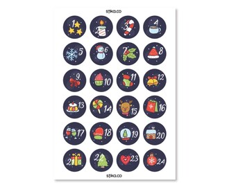 Navy Christmas Advent Calendar Stickers: DIY Holiday Craft (24 Pack)