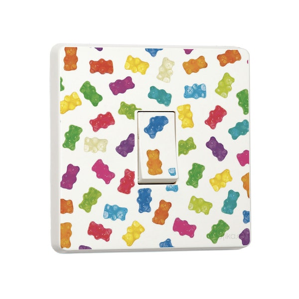 Pack of 2 Gummy Bears Print Light Switch Sticker Vinyl Cover Skin